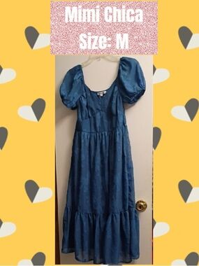 Mimi Chica Blue Textured V-Neck Dress